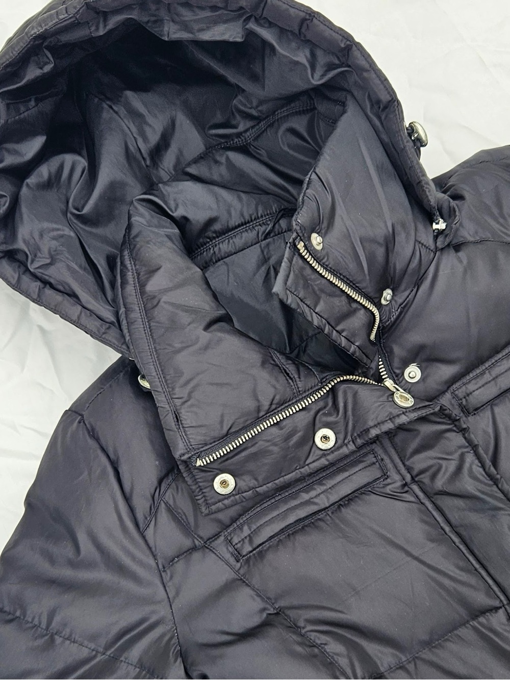Michael Kors Long Black Puffer Jacket with Hood